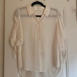Veronica Beard white short sleeve button down top